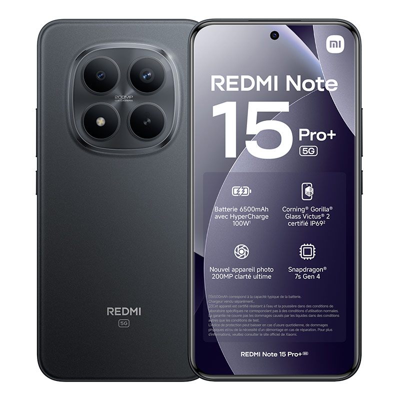 Smartphone Xiaomi Redmi Note 15 Pro+ 5g 256go Noir Bon état -  reconditionné disponible sur Electro Depot